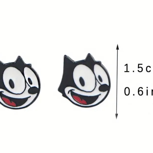 Adorable Felix the cat studs earrings - Picture 3 of 6